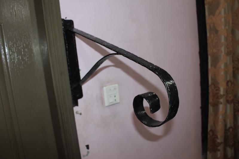 Ornate Black Scroll Rail - Decorative wrought iron handrail with scroll end
